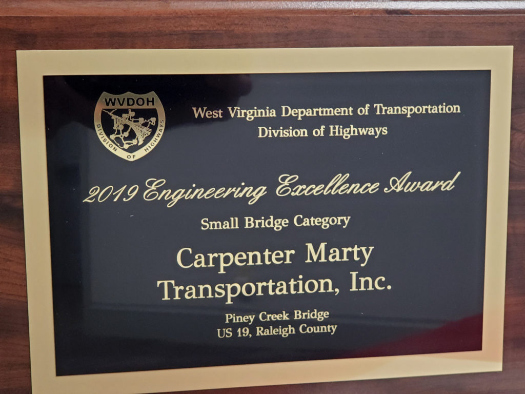 WVDOH 2019 Engineering Excellence Award - Piney Creek Bridge