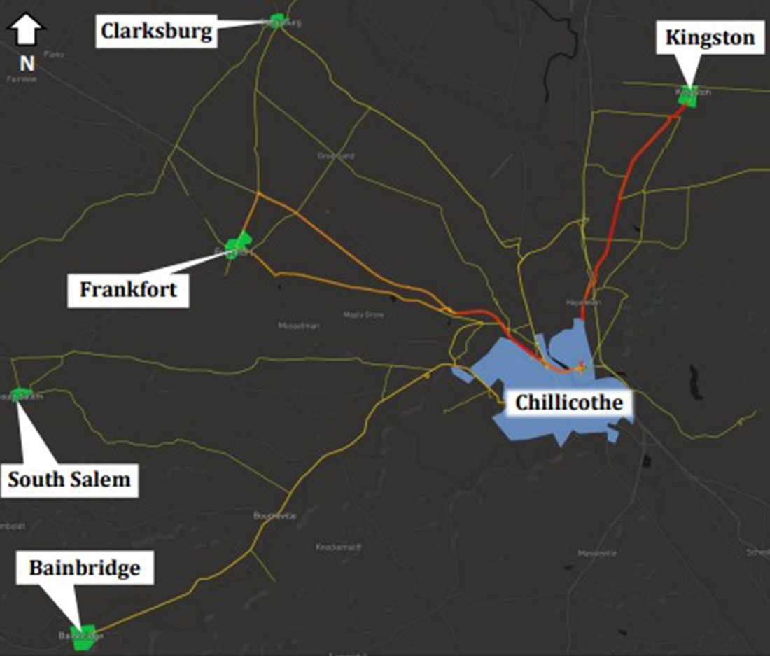 Top Routes from Chillicothe to the Villages